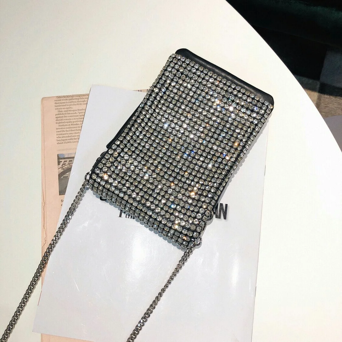 Water Drill Bag Small Square Bag with Cover Mobile Phone Bag One Shoulder Slant Bag Female