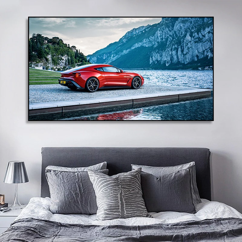 

Aston Martin Vanquish Zagato Supercar Poster Wall Art Vehicle Picture Canvas Print Living Room Decoration Painting