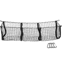 pocket trunk storage bag storage heavy cargo net suitable for car suv pickup truck bed black mesh belt 4 hooks and loops