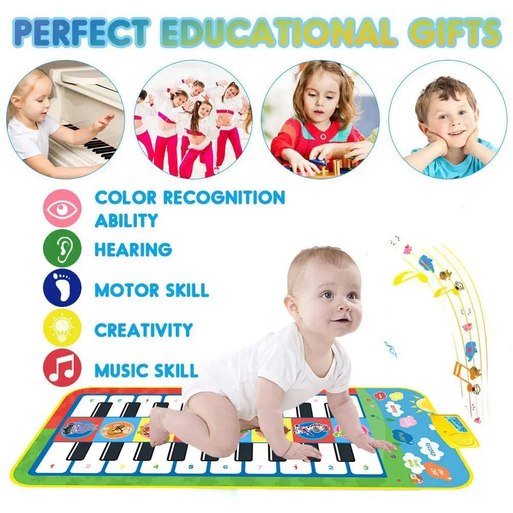 4 Style Double Row Musical Instrument Piano Mat Multifunction Infant Fitness Keyboard Educational Toys For Kids Gift Play Carpet | Игрушки и
