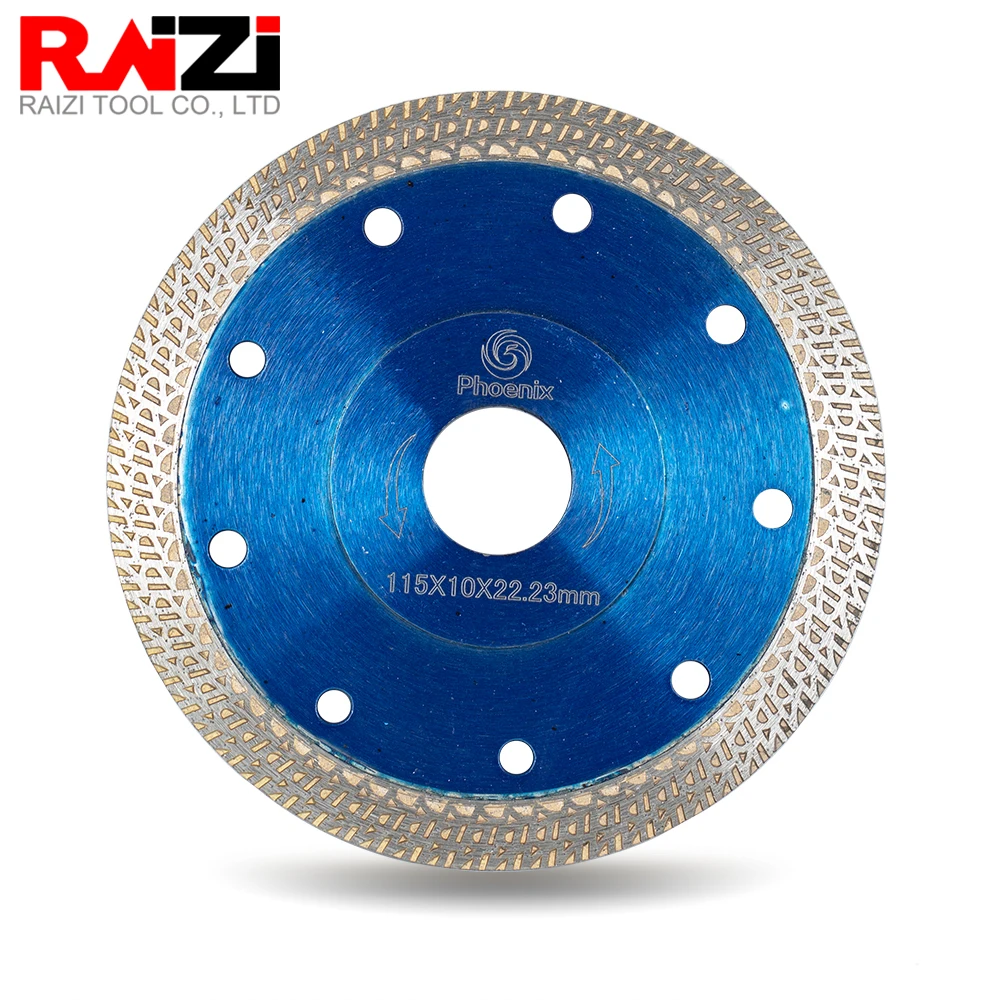 

Raizi 1pc Diamond Mesh Turbo Saw Blade for Porcelain Tile Granite Stone 115/125mm Hot Press Sintered Rim Segment Cutting Disc