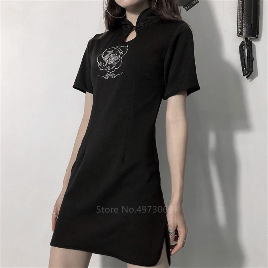 Платье Ципао женское с вышивкой приталенный силуэт в китайском стиле уличная