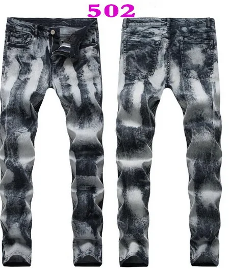 Men's Jeans Washed Cotton Distressed Skinny Ripped Jeans Slim Feet Jeans Men's Hole Denim Pants Multiple Styles Size 29-40