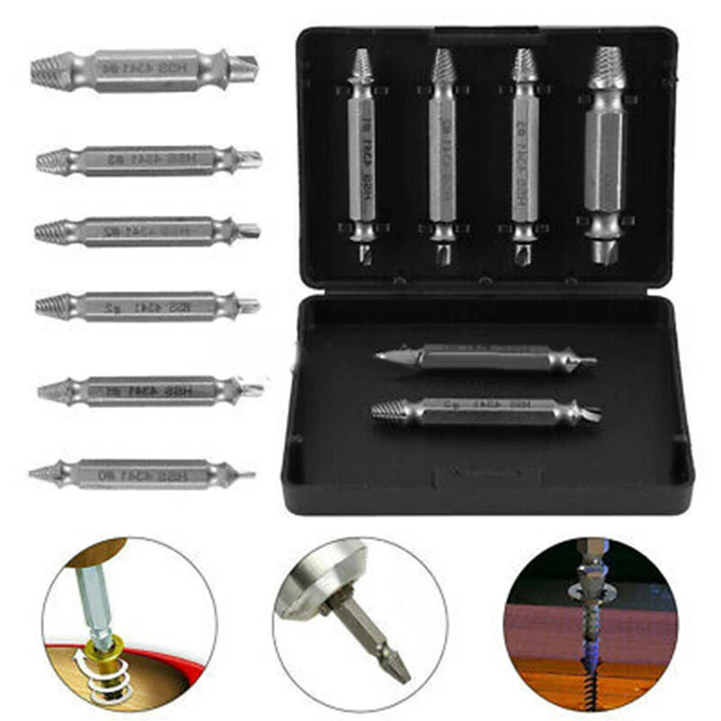 Damaged Screw Extractor Speed Out Drill Bits Broken Bolt Remover Tool 6PCS