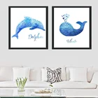 Абстрактный постер с морскими животными, милый Дельфин, Кит, Картина на холсте, украшение для детской, спальни, гостиной, настенные картины