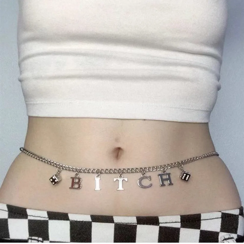 

2021 Metal Custom Letter Spider Pendant Waist Chain Belt Body Chain for Women Sumber Beach DIY Name Belly Chain Waist Jewelry