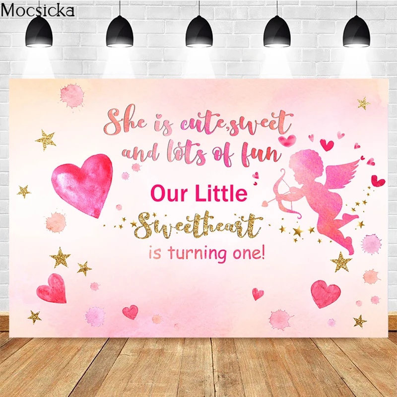 

Mocsicka Valentine's Day Photography Background Love Cupid Decoration Romantic Confession Bridal Shower Photo Backdrop Banner