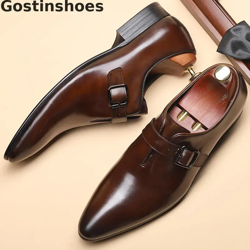 Мужская обувь Мужские модельные туфли из натуральной кожи с острым носком и