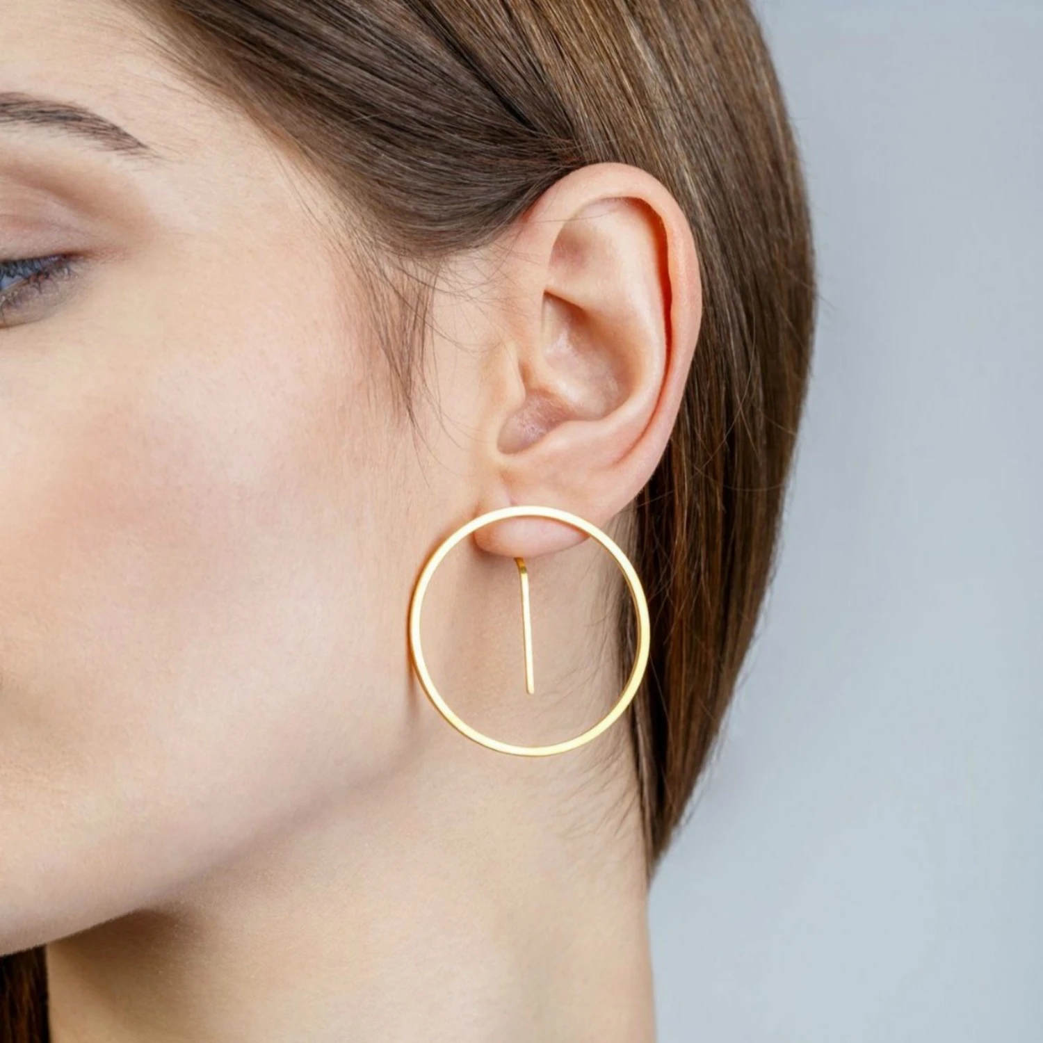 2019 корейские серьги простой трендовый золотой цвет геометрический Круглый