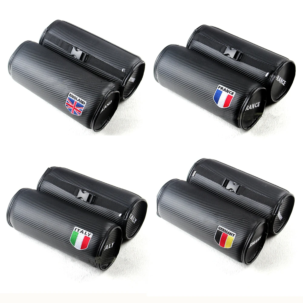 

2Pcs National Flag Black Carbon Fiber Circular Auto Car Seat Neck Cushion Pillows Headrests Union Jack Germany Italy France