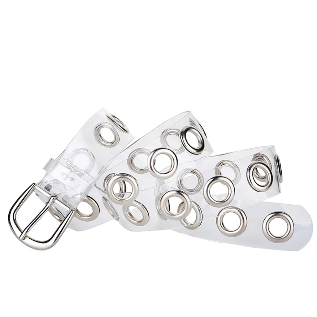 Прозрачный женский ремень из ПВХ пряжка с полным штифтом для брюк джинсовое