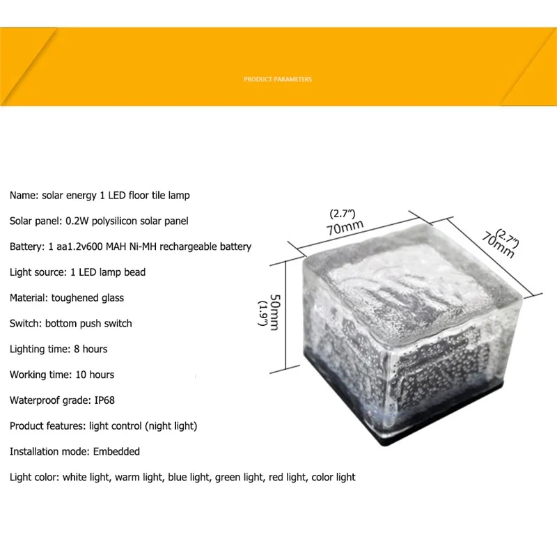 

Hongcui Solar Underground Lights LED Lights Glass Outdoor Courtyard Waterproof Lawn Stairs Decorative Landscape Light