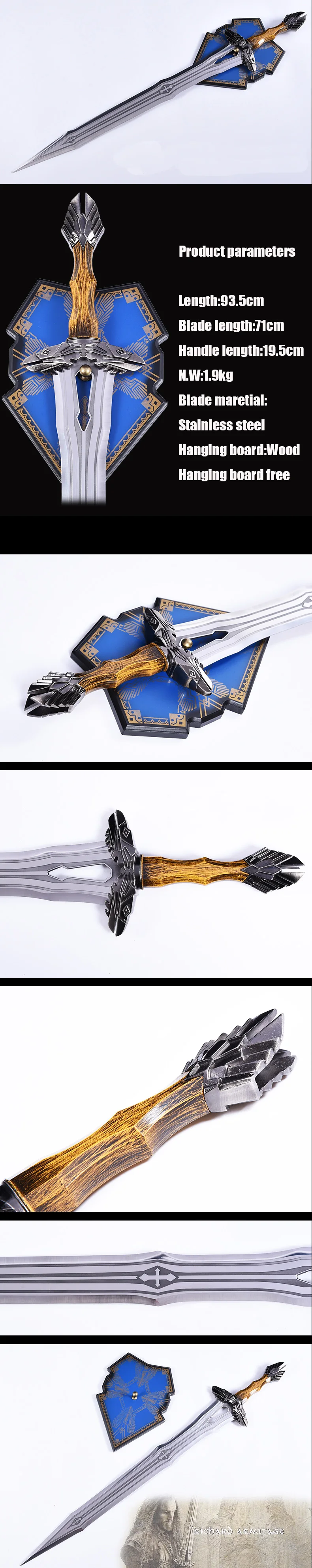 The Hobbit: The Battle of the Five Armies Thorin sword 93.5cm 1.9kg Metal Material not sharp cospaly