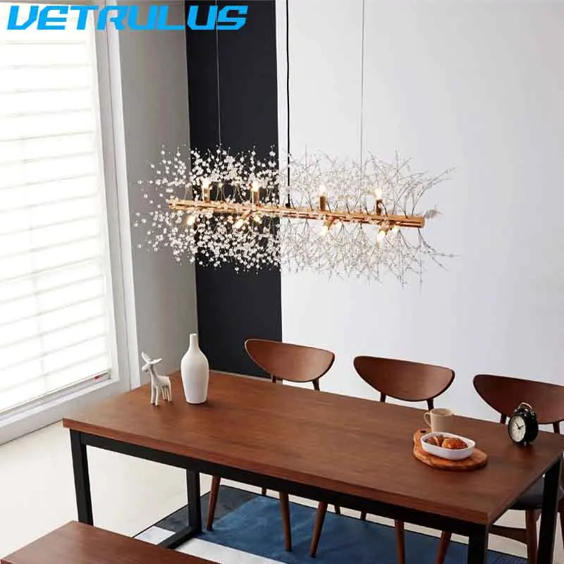 

Nordic Style Lamp Creative Personality Crystal Model Atmosphere Light Luxury Living Room Lighting Snowflake Chandelier