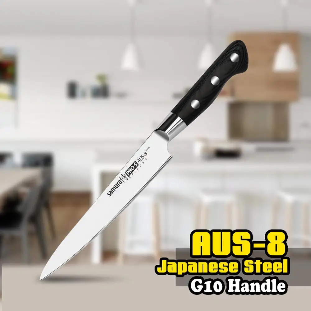 SP 0023 универсальный кухонный нож AUS 8 японская сталь 6 Дюймов Черный G10 рукоятка Шеф