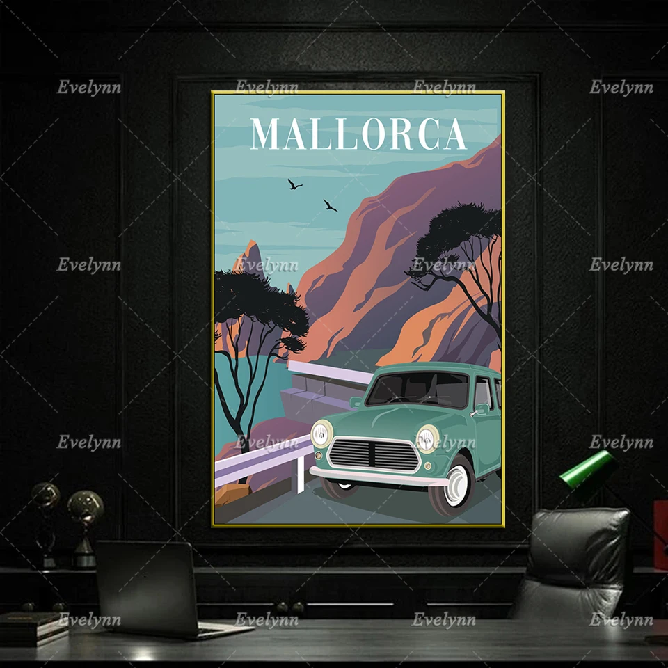 Маджорка Постер для путешествий в ретро-стиле принт на Мальорке домашний декор