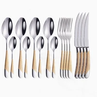 gold cutlery set 16 piece gold cutlery spoon tableware forks knives spoons stainless steel dinnerware set silverware kitchen