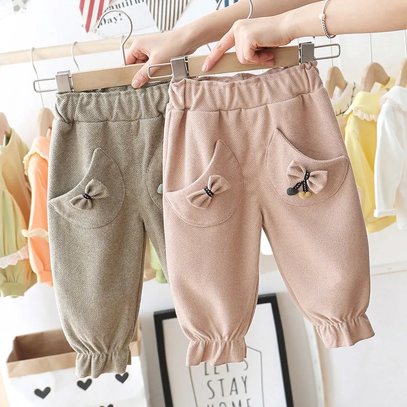 2020 г. Модные весенне осенние штаны для девочек Одежда маленьких детей