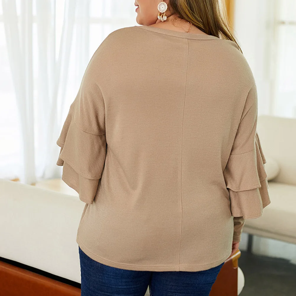 Женская толстовка с длинными рукавами Fadzeco однотонная свободная оборками