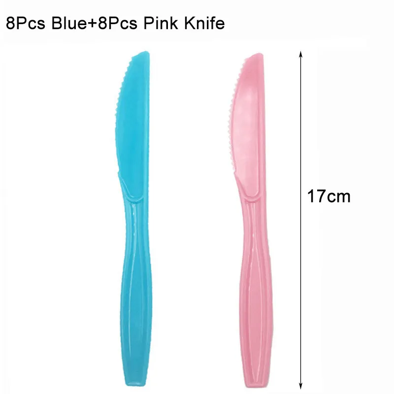 16pcs knifes Набор одноразовой посуды для мальчиков и девочек, детская душевая пластина Салфетка скатерть, вечерние украшения - Цвет: 16pcs knifes