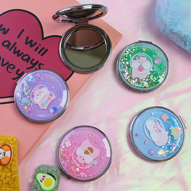 Портативное двустороннее складное косметическое зеркало подарок для девочек