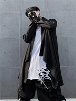 mens new black irregular niche design in the long personality contracted cloak large size windbreaker coat