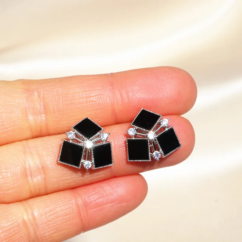 Женские Геометрические серьги-гвоздики корейские квадратные серьги с