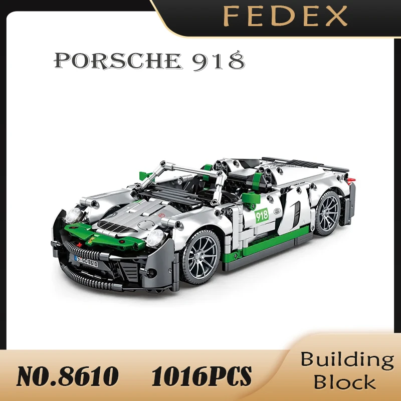 

High-tech Creator Building Blocks Bricks RC Roadster 918 Racing Car Green Model Sports Car Toys for Children Birthday Presents