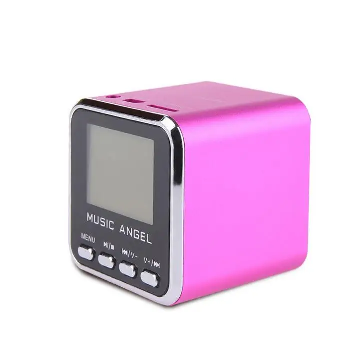 Rose pink Музыка Ангел JH-MD08D ЖК-дисплей цифровые колонки Поддержка MicroSD/TF карты/линейный mp3-плеер мини FM радио часы будильник - Цвет: Rose pink