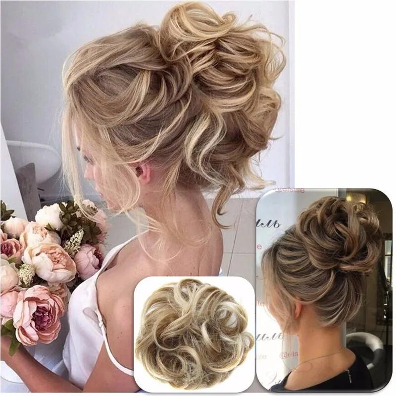 

10 Colors Fashion Elastic Curly Wigs Hair Extension Scrunshie Wrap Party Beauty Chignon Wedding Women Girls