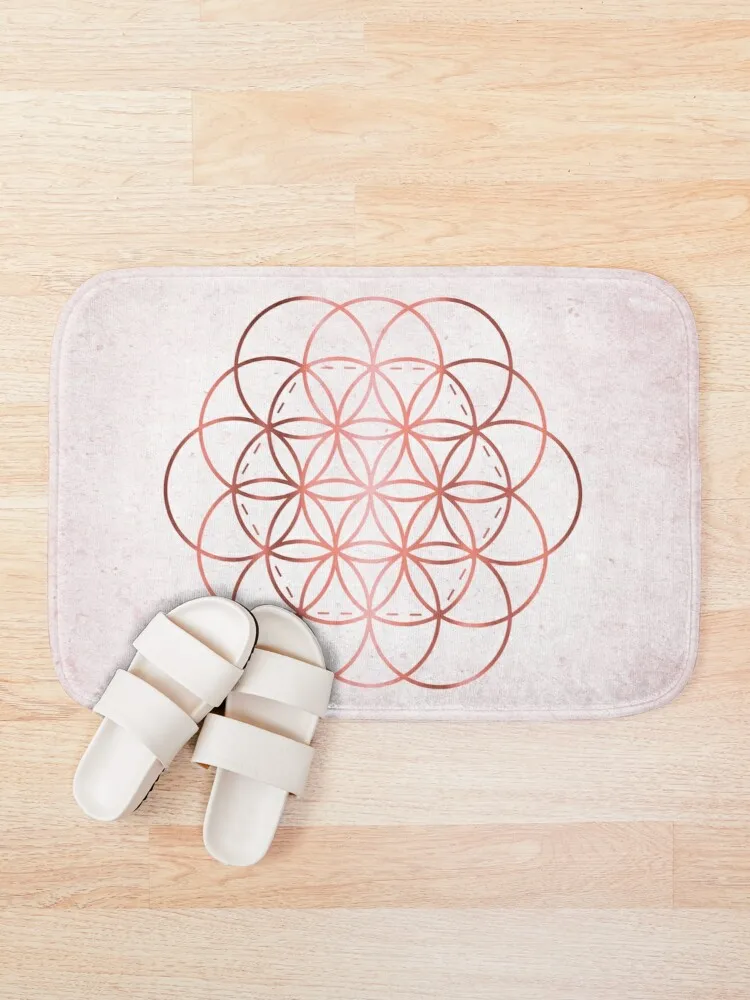 Розовое золото цветок жизни коврик для ванной на заказ одно направление дома