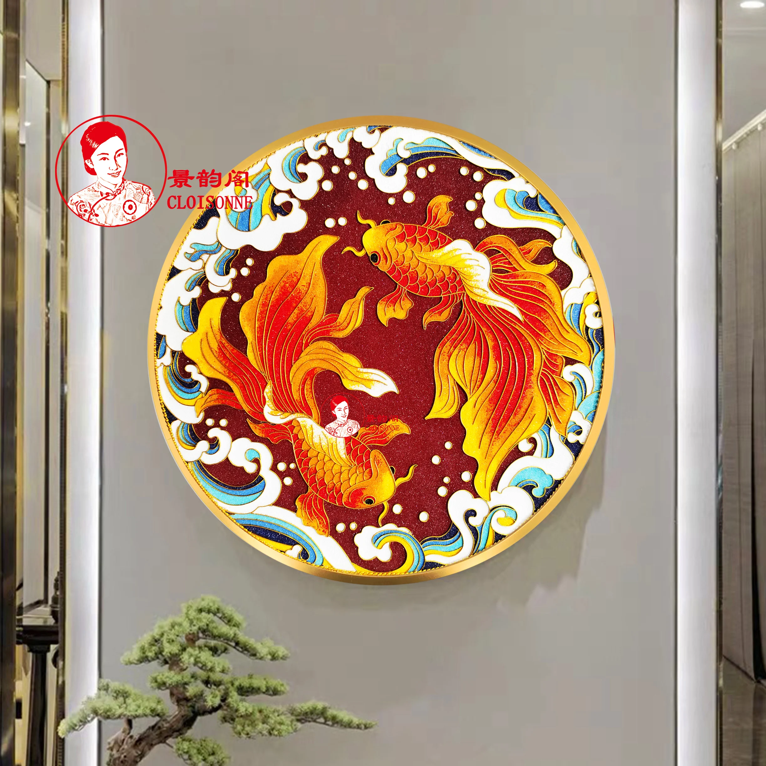 

Brocade carp hand painted cloisonne enamel DIY material packaging decoration painting intangible cultural heritage crafts