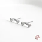 LKO Настоящее серебро 925 пробы, богемные простые серьги с улыбкой, женские серьги-гвоздики с кристаллами, модные украшения для свадебной вечеринки