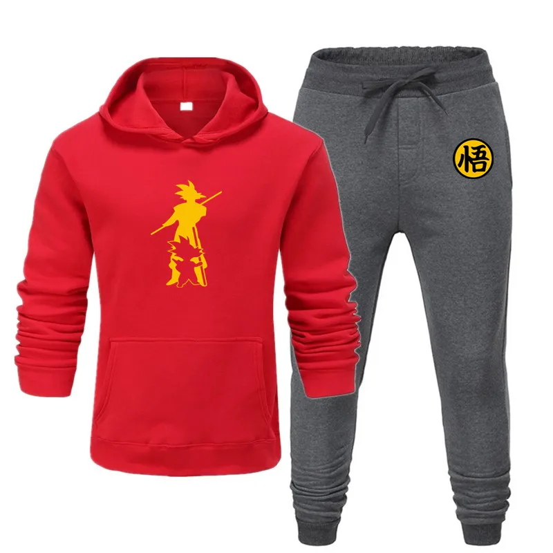 new men's hoodie suit autumn and winter warm clothing fashion printing street hoodie suit running jogging sports suit - Цвет: 15