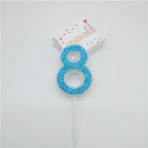 blue 8 Свечи для торта «Happy Birtday» с цифрами 0, 1, 2, 3, 4, 5, 6, 7, 8, 9 синих цветов, свечи для маленьких девочек и мальчиков на день рождения, декоративные принадлежности - Цвет: blue 8