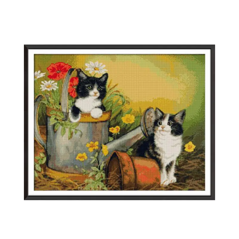

The two cats 2 Diamond painting cross stitch kit Square Round Drill stitching embroidery DIY handmade needlework