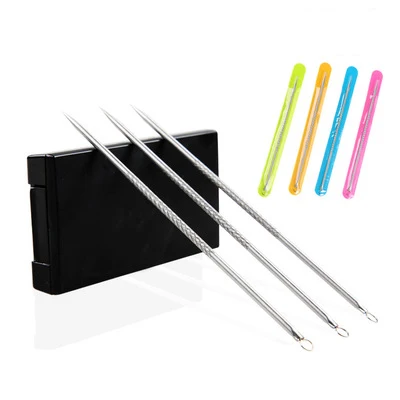 

100pcs Stainless Steel Whitehead Blackhead Acne Clips Pimple Remover Face Cleaner Needles Tool Extractor Remover For Face Care
