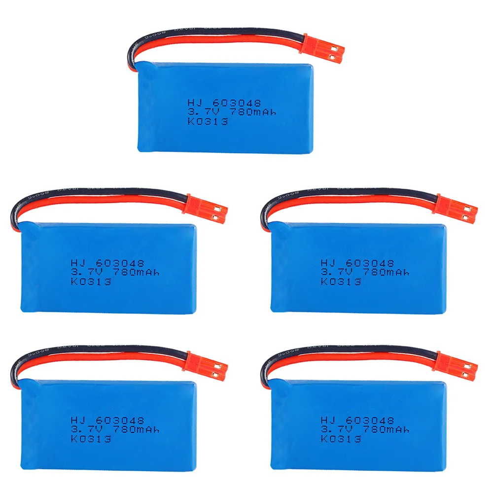 5 шт. литиевая батарея 3 7 в 780 мАч для квадрокоптера WLtoys V626 V636 V686 JST plug 603048