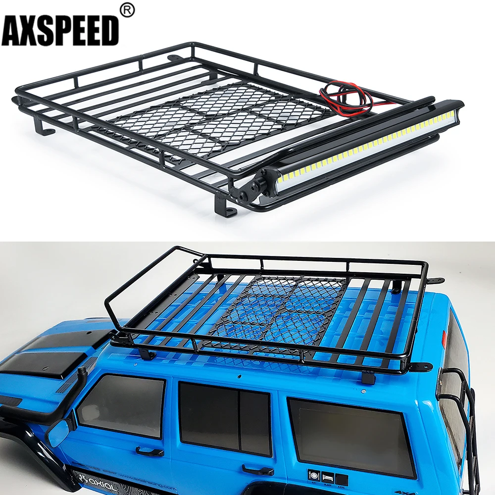 

AXSPEED RC Car Decoration Roof Rack Luggage Carrier with LED Lights for 1/10 Axial SCX10 RC Crawler Car Upgrade Parts
