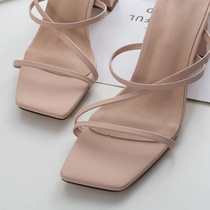 

COVOYYAR Women Summer Shoes Square High Heels Flip Flops Ladies Women Slipper Slides Mules Shoes Gladitaor Sandals WSL173