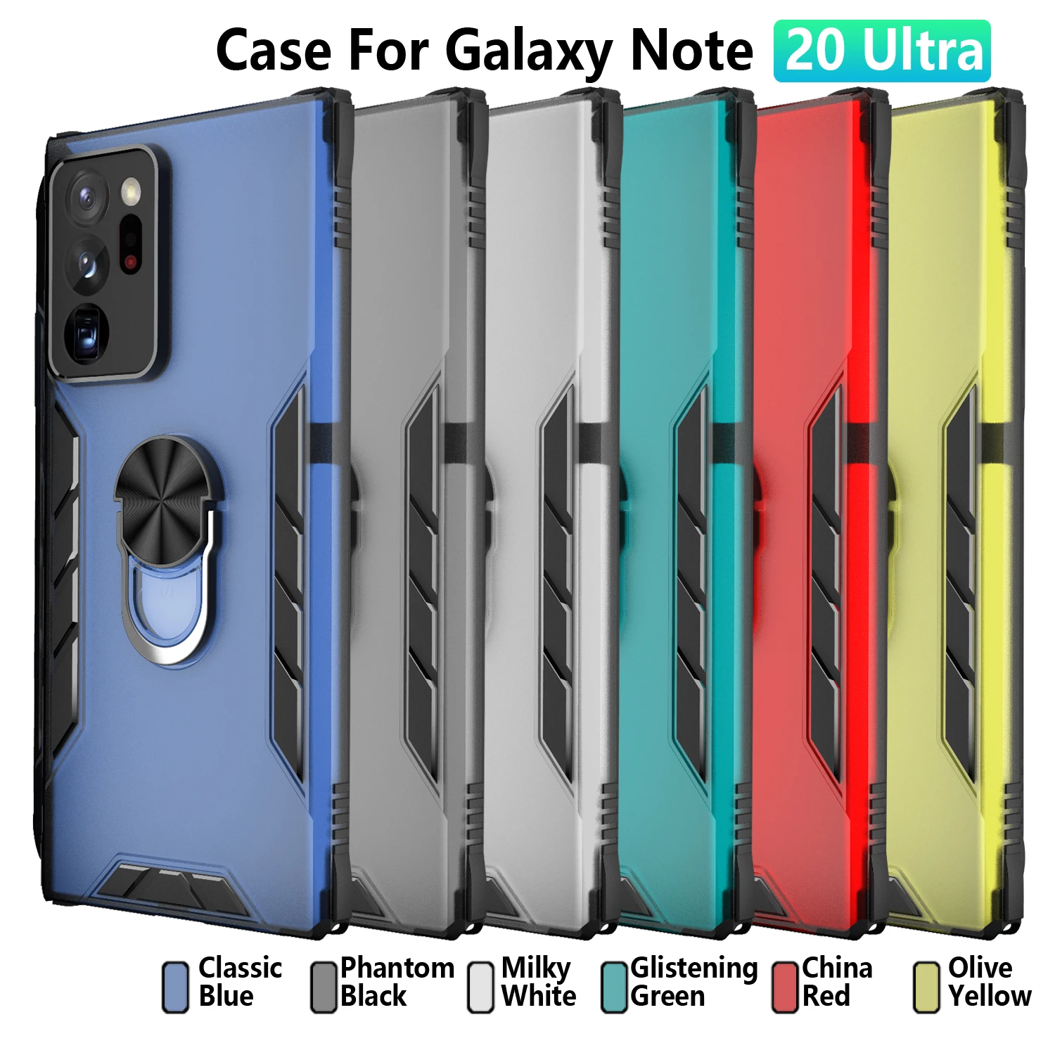 

For Samsung Galaxy Note 20 Fashion Hybrid Shockproof Metal Ring Kickstand Case Skin Back Phone Cover for Samsung Note 20 Ultra
