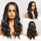 Волнистые черно-коричневые парики ALAN EATON Mdeium с особенностями для черных женщин афро средней части синтетические волосы парики Косплей парики Вечерние