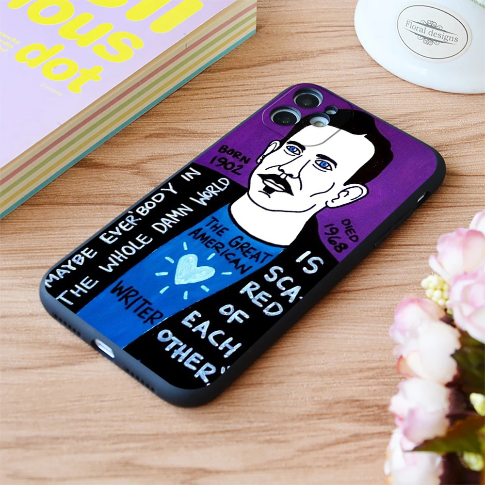 

For iPhone John Steinbeck Pop Folk Art Print Soft Matt Apple iPhone Case 6 7 8 11 12 Plus Pro X XR XS MAX SE