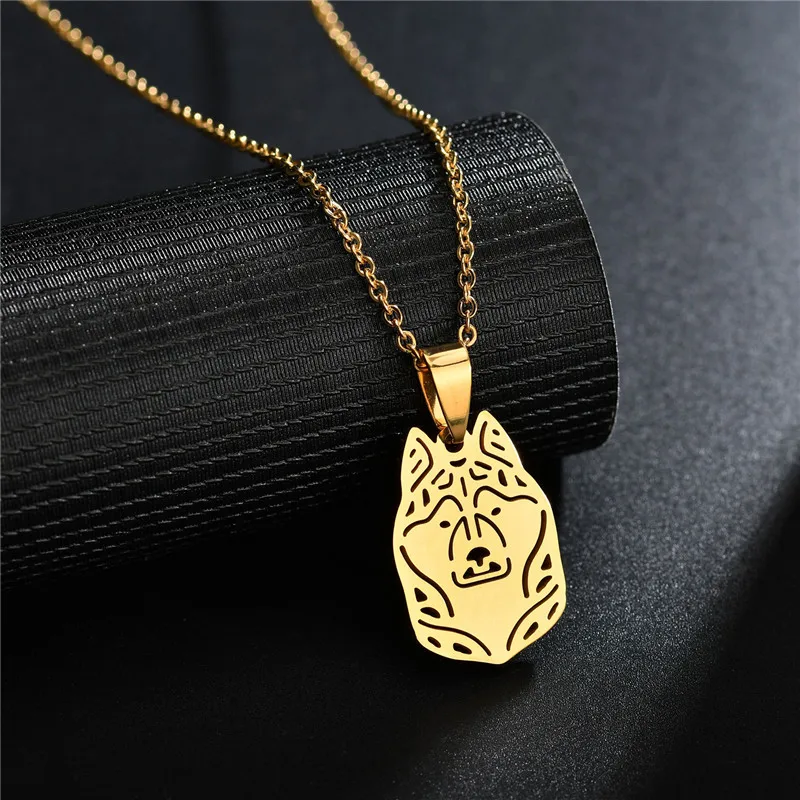 ELSEMODE Милая ожерелье с подвеской в виде головы овчарки из нержавеющей стали