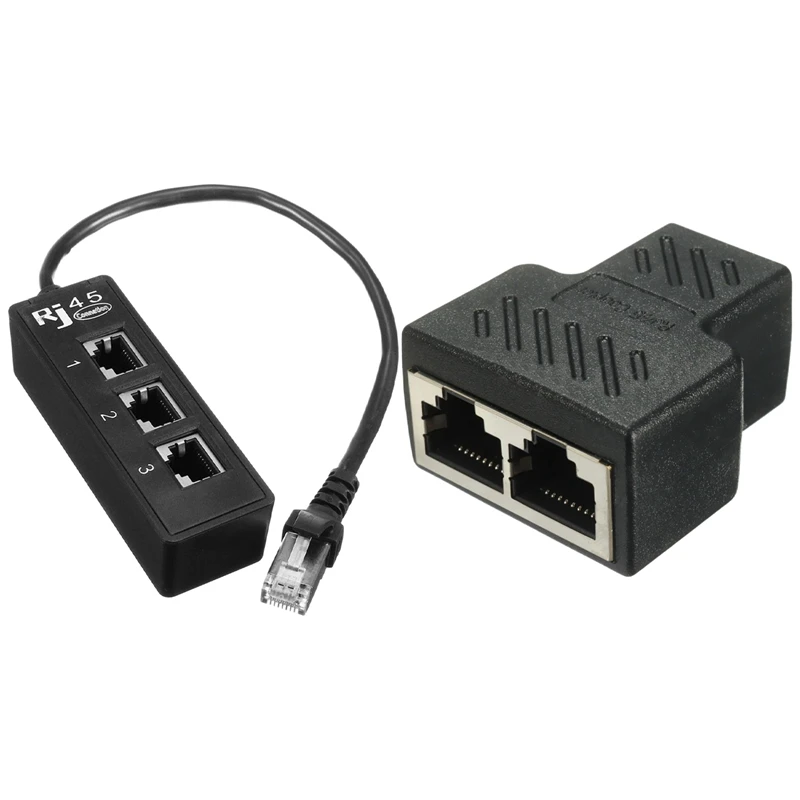 1 Pcs RJ45 Male To 3 Female Port Network Extender Cable Splitter &amp 2 Adapter | Электроника