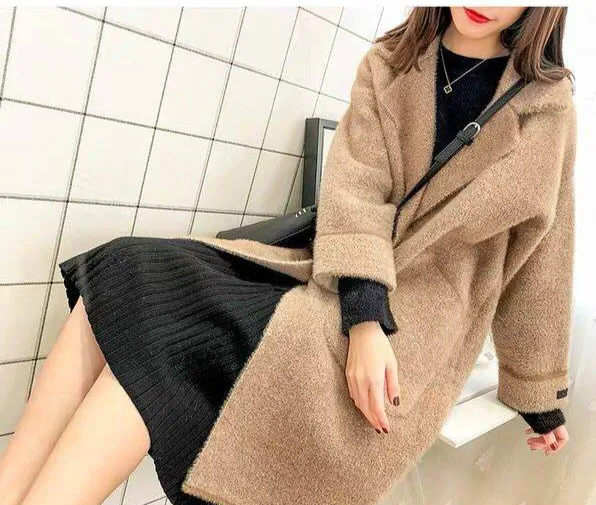 Длинное пальто из искусственного меха норки Женская куртка-кардиган