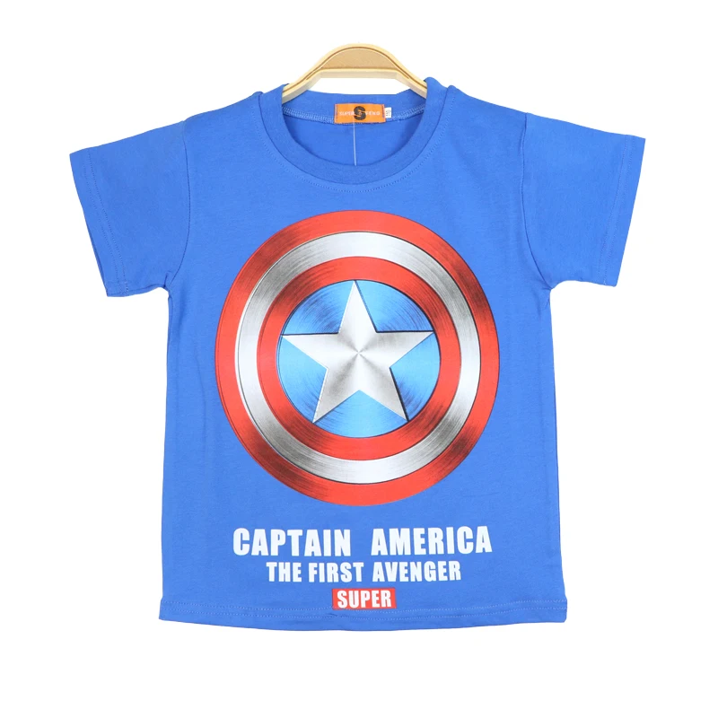 

2022 New Disney Kid Shirts Boys T-shirt Kids Tops Summer Short-sleeved for Children's Cotton Baby Tee Clothes Captain America