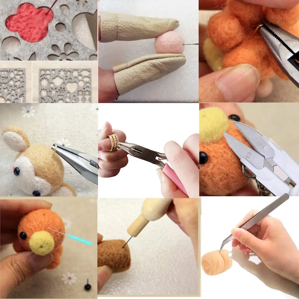 

LMDZ Needle Felting Kit Wool Felt Tools Wool Roving for Felting Wool Needle Hand Spinning DIY Craft Making Ideal Gift (42Colors)