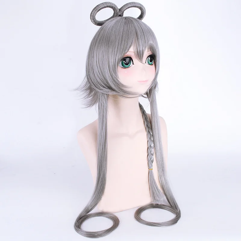 Женский длинный парик Vocaloid Luo Tianyi серебристо серый термостойкий YAYIN GONGYU для