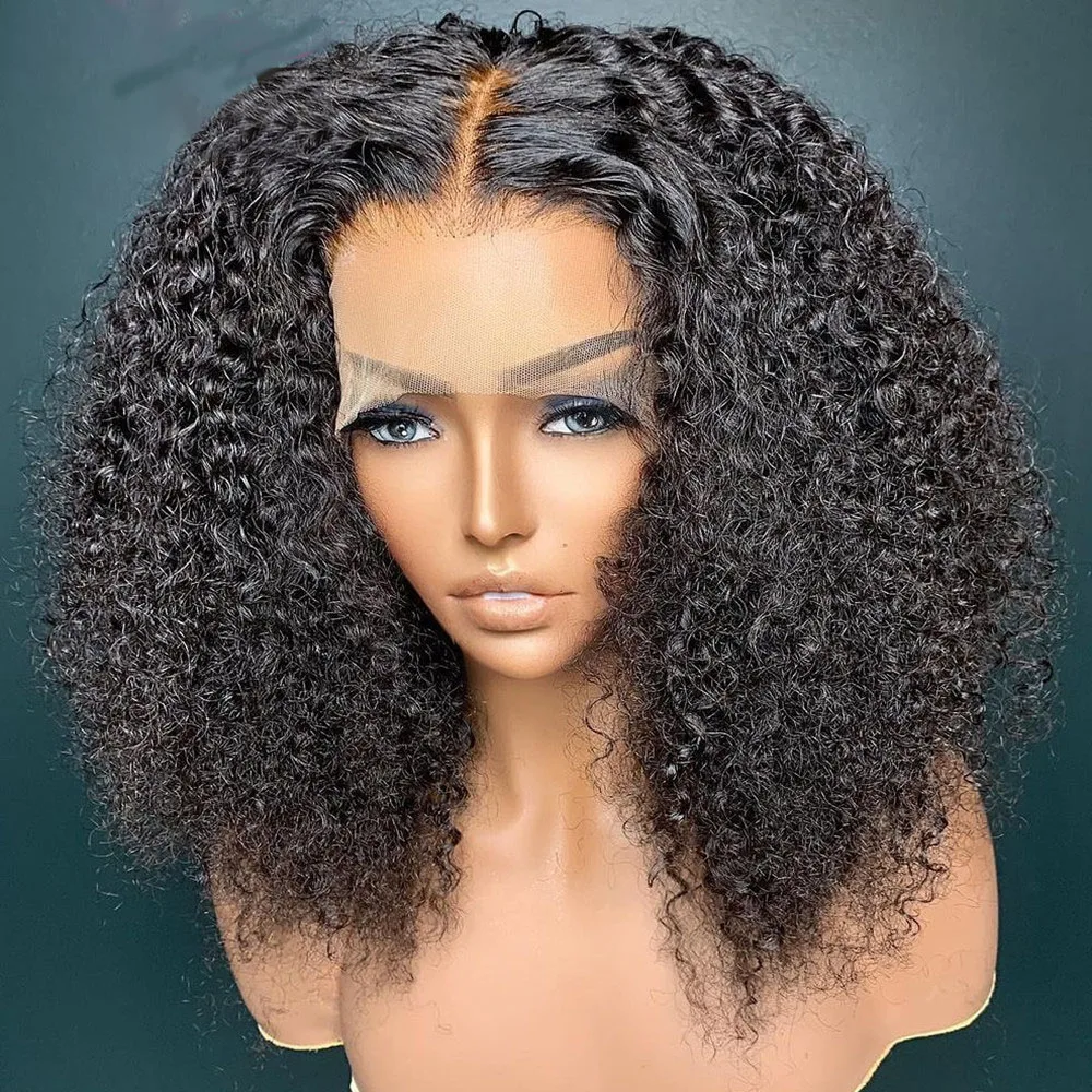 

180% Density Blunt Short Cut Bob Deep Wave Lace Front Wigs for Black Women Babyhair Glueless Synthetic Preplucked Kinky Curly